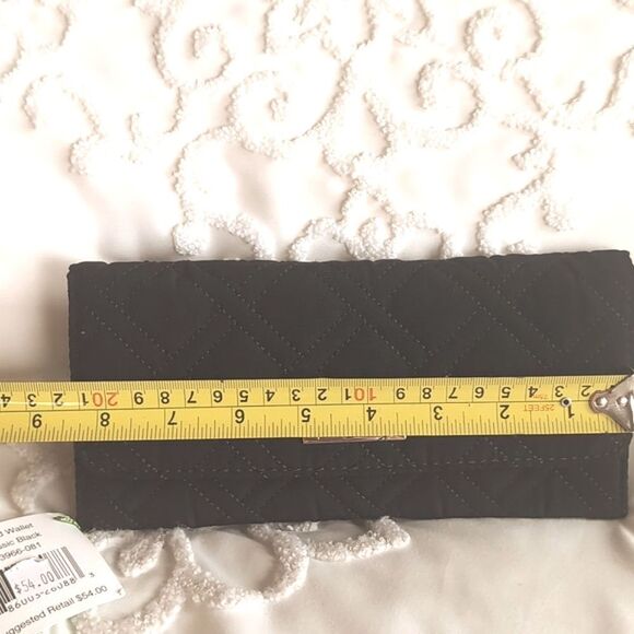 Vera Bradley Trifold Wallet Black Quilted Slim Sleek Clutch Microfiber NWT - Picture 16 of 17